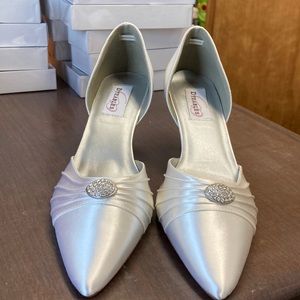 Shanna White Satin Heels